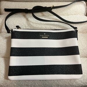Kate Spade Glitter Black & White Striped Crossbody
